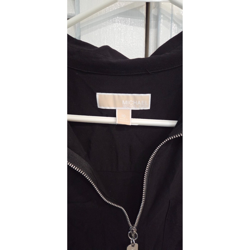 Michael Kors Womens Black Utility Zip Front Romper 3/4 Sleeve Size 10